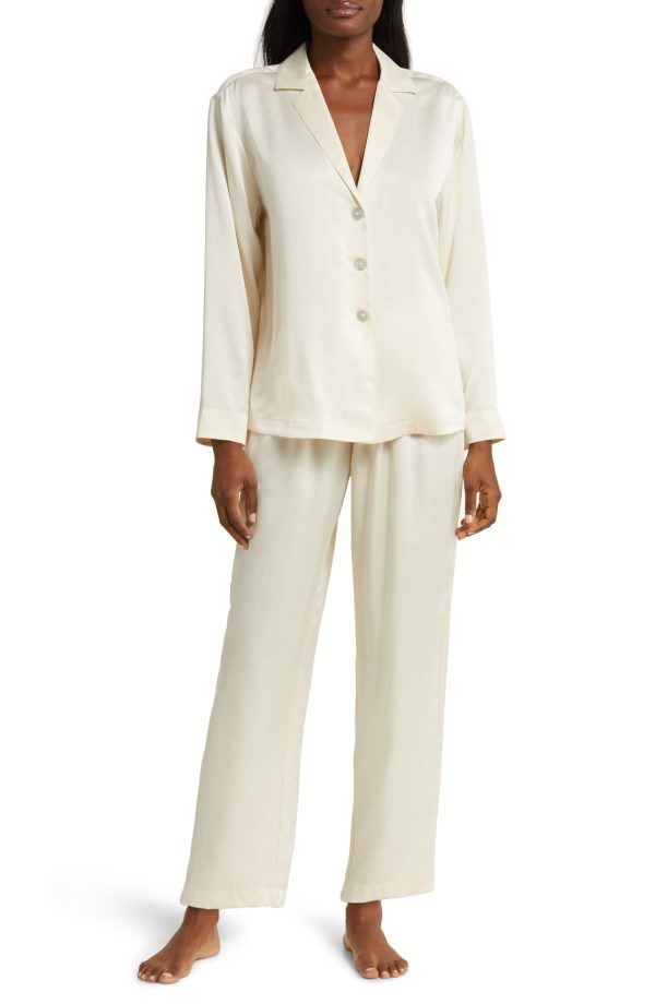 Button-Down Silk Shirt and Trouser Pajama set